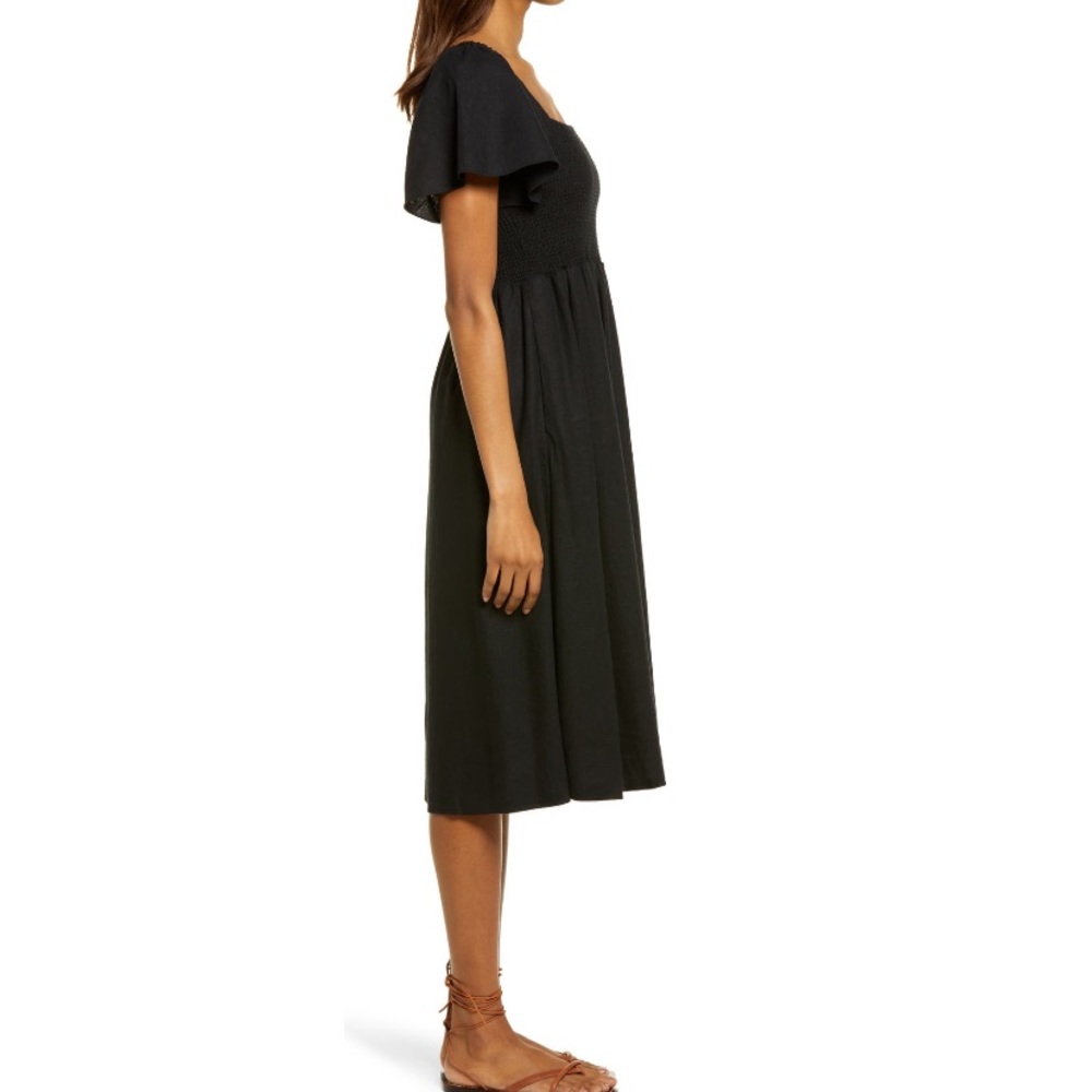 Madewell Linen-blend Lucie Smocked Midi Dress - Picture 7 of 10